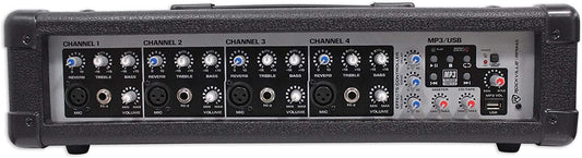 FINDVIEW 1800w Powered 4 Channel Mixer/Amplifier w USB/EQ/Effects/Phantom (RPM45)
